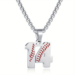 TEMU 남아용 야구 등번호 목걸이 1개, 00-18 선수 저지 등번호 목걸이, 스테인리스 스틸 체인 야구 펜던트, 남성용 야구 선물 펜던트