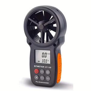 TEMU 디지털 풍속계 핸드헬드 BT-100 - 바람 속도 및 온도 측정용 백라이트 LCD