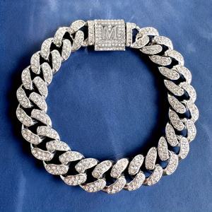 TEMU 1개 샤인 위드 스와거 초기 버클 팔찌 힙합 솔리드 아이스 아웃 쿠바 링크 체인 팔찌 남녀 공용, 남성 크리스마스 선물