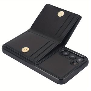 TEMU (카드 삽입을 위해 뒤로 플립) 카드 홀더 지갑 케이스, 360도 회전 링 스탠드 자석 버클 및 내구성 있는 내충격 커버 삼성 A55/A35/A25/A12/A15/A54/A14/A73/A53/A13/A72/A52/A51/A71