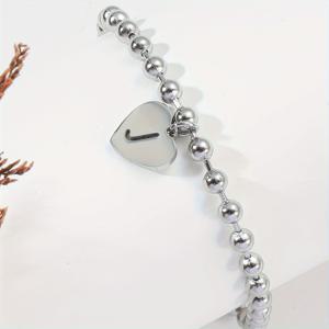TEMU 여성들의 일상 착용에 적합한 스테인리스 금색 라운드 비즈 하트 모양 글자 팔찌, 26가지 이니셜 성씨 문자