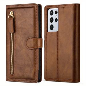 TEMU 폰 케이스: 럭셔리 가죽 지퍼 플립 지갑 케이스 S24 울트라 S23 플러스 S22 S22+ S21 S20 FE S10 S9 노트 20 울트라 + 9 보호 카드 홀더 커버 갤럭시 S24 울트라 S24 플러스 S24 S23 울트라 S23 플러스 S23 S23 FE S22 울트라 S22 플러스 S22 S21 울트라용