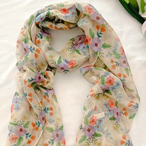 TEMU 1개 밝은 노란색 빨간색 폴리에스터 바리 얀 스카프 여성용 기질 가제 스카프 통기성 햇빛 가리개 셔츠 스카프 숄 스카프