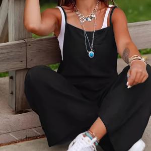 TEMU 여름 스타일 캐주얼 단색 여성용 오버롤