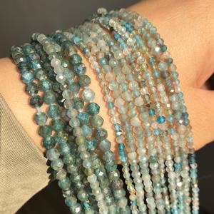 TEMU 2/3/4mm 천연 블루 아파타이트 비즈, 쥬얼리 만들기용 면처리된 키아나이트 보석 루스 스페이서 비즈, DIY 팔찌 귀걸이 액세서리 용품, 팔찌 만들기용 비즈