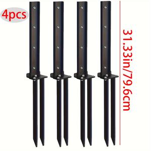 TEMU 기울어진 및 부러진 나무 기둥용 헤비메탈 펜스 포스트 수리 키트, 블랙 지면 앵커 볼트 세트 (2개/4개)