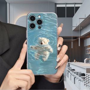 TEMU 아이폰 16 15 14 11 프로 맥스 15울트라 12미니 XR XS X XS맥스 7 8 6 6s 플러스 SE2020/2022용 투명한 수영하는 북극곰 디자인 충격 방지 낙하 방지 보호 케이스