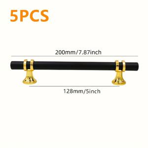 TEMU 광택 스테인리스 스틸 수납장 손잡이 5개, 모던 유럽 스타일 주방 수납장 문 당김손잡이, 금속 구조, 다양한 문 및 가구용