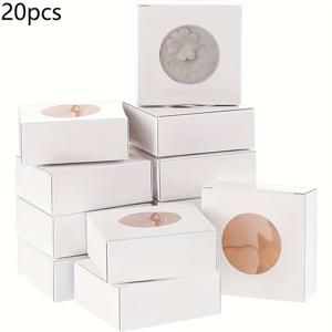 TEMU 20/50개-크래프트 종이 선물박스, 비식품용 직접 접촉가능, 원형투명창, 접이식 사각포장지 - 주얼리전시, 결혼식·파티·생일기념, 크리스마스, Halloween