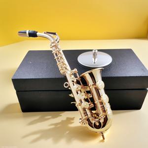 TEMU 미니 색소폰 모델 구리 미니어처 색소폰 (스탠드 및 케이스 포함) 미니 악기 미니어처 모델 미니 알토 색소폰 테너 색소폰 홈 , 미니 색소폰