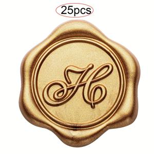 TEMU 25/30개입 초기 알파벳 접착 왁스 스티커, 문자 (A B D F G H J K L M N P R U V) 왁스 스티커 봉투 봉인 스티커 봉투 자체 접착 골드 스티커 웨딩 파티 생일 크리스마스용