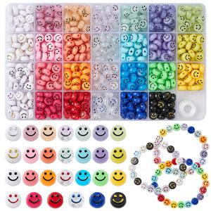 TEMU DIY 주얼리 만들기 키트용 810개 스마일 페이스 아크릴 비즈, 라운드 플라스틱 패션 비즈