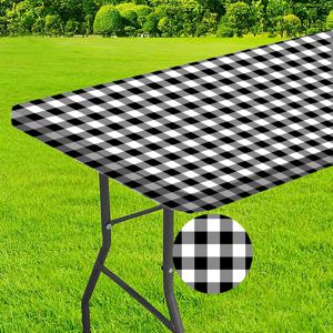 TEMU 1개 30인치 x 72인치 버팔로 체크 피크닉 테이블보 - 야외 캠핑 및 파티오용 고품질 폴리에스터, 흑백 체크무늬 디자인, 내구성 있고 세척하기 쉬운 피크닉 테이블 커버 | 클래식 체크 패턴 | 이지클린 소재