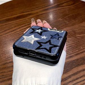 TEMU 휴대폰 케이스 - 별과 텍스트 패턴 디자인은 삼성 Z Flip3, Z Flip4, W23 Flip, Z Flip5, W24 Flip, Z Flip6, Z Fold2, W21, Z Fold3, W22, Z Fold4, W23, Z Fold5, W24, Z Fold6 전용 삼성 폰 케이스 팔찌에 적합합니다.