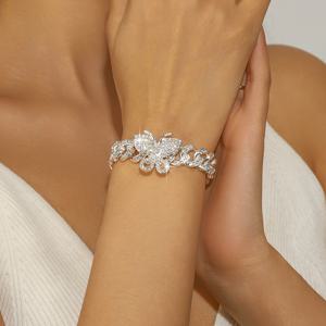 TEMU 세련되고 정교한 쿠바 나비 팔찌, 라인스톤 장식으로 여성 패션 아이템으로 인기