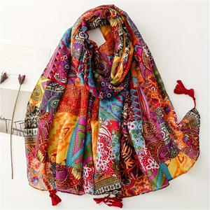 TEMU 봄/여름 신상 여성 레드 스타일 부드러운 느낌 캐주얼 태슬 숄 패션 스카프 여행 비치 타월 랩