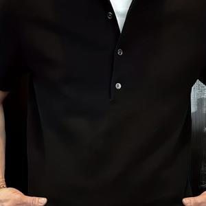 TEMU 여름 스타일리시 폴로 셔츠, 칼라 디자인, 캐주얼 남성용 단색 니트 반팔