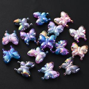 TEMU 귀여운 나비 컬러풀 비즈 10개 세트, 이중 레이어 투명 AB 컬러 창의적인 포컬 비즈 스트링, 수제 키체인 제작에 완벽