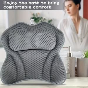 TEMU 1개 욕조용 편안한 목베개, 조절 가능한 디자인으로 목 곡선에 맞춤, 빠른 건조, 미끄럼 방지 6개 흡착컵, 실용적이고 세심한 선물