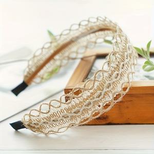 TEMU 빈티지 레이스 헤어밴드, 속이 빈 우븐 얇은 헤어밴드, 우아한 여성용 뷰티 헤어밴드, 모든 행사에 어울리는 스타일리시한 액세서리