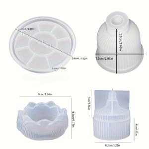 TEMU 대형 원형 트레이, 보관 상자, 꽃병 몰드, 연꽃 몰드가 포함된 실리콘 몰드 5종 세트. 공예, 석고, 레진, 콘크리트 제작, 미술 프로젝트 및 홈 데코레이션에 적합합니다.