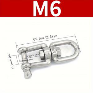 TEMU 360° 회전 아이 버클 체인 후크, 3가지 사이즈 M6M8M10 선택 가능, 304 스테인리스 스틸, 해먹 및 포치 스윙용 분리형 - 내식성 강한 하중 지지 다목적 도구