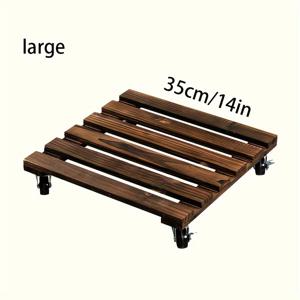 TEMU 잠금 휠이 있는 고하중 러스틱 우드 화분 받침대 - 부드러운 이동을 위한 실내/실외용 사각 캐스터, 파티오 및 화분에 이상적