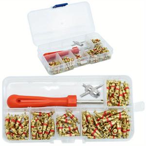 TEMU 타이어 밸브 코어 키트 100개, 자동차 및 자전거용 밸브 제거 도구 포함 1개의 밸브 코어 리무버와 4방향 밸브 공구