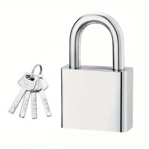 TEMU 4각 날날이 스테인리스 스틸 자물쇠, 1개 잠금장치와 4개 열쇠 포함, 도난 방지 및 녹 방지 설계