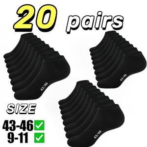 TEMU 10켤레/20켤레 해외 직구 플러스 사이즈 9-11, 43-46, 흑백 단색 발목 양말, 외출용, 야외 레저복용, 코디용으로 적합. 부모님을 위한 완벽한 선물