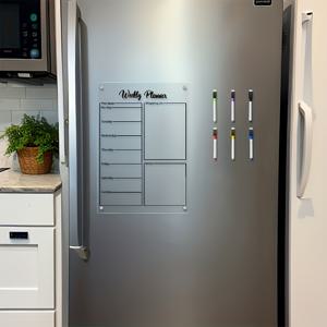 TEMU 투명 자석 냉장고 캘린더 + 주방 마감용 6개 마커 세트