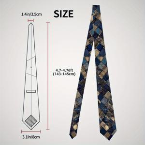 TEMU 1개 파란색과 갈색 스퀘어 패치워크 프린트 넥타이 – 남성을 위한 생일 선물, 어떤 옷에도 개성을 더해줍니다