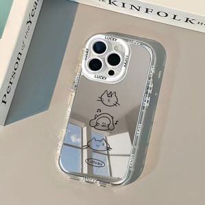 TEMU 폰 케이스: 패션 펀 심플 카툰 강아지 패턴 미러 퍼프 소프트 케이스 삼성 갤럭시 A04s A24 A21s A36 A16 A56 A13 A05 A26 A15 A05S A03s A14 A22 A23 A35 A55 A04 A25 A06 A50s A51 A11 A33 A54 M12 충격 방지 TPU 커버