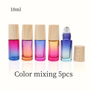 TEMU 5Ml 및 10Ml 용량의 그라데이션 컬러 디자인의 리필 가능 유리 롤온 병 5개 세트입니다. 향수, 알코올, 에센셜 오일 보관에 적합하며 여행 및 편의성을 위한 훌륭한 옵션입니다.