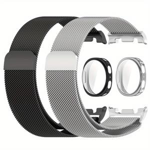 TEMU 삼성 8 40mm/ 44mm 스마트워치 밴드용 TPU 케이스 2개 + 메탈 마그네틱 시계 스트랩 2개 ( 8 클래식/ 울트라 2 시계 밴드 남녀 공용)