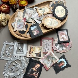 TEMU 5개 미니 빈티지 사진 프레임 커팅 다이 탄소강 템플릿 스크랩북 저널 앨범 수제 콜라주, 빈티지 고급 탄소강 스탬핑 다이 창의적인 수제 프린팅 커터 앨범, 카드, 인사말 카드 장식 선물 제작용
