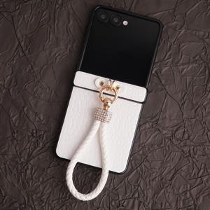 TEMU 럭셔리 악어 크로커다일 프린트 고광택 인조 가죽 인조 도금 랜야드 패션 폰 커버 삼성 갤럭시 Z 플립 7, Z 플립 7 FE, Z 플립 6, Z 플립 5, Z 플립 4, Z 플립 3 5G 폴딩 모바일 폰 보호 케이스