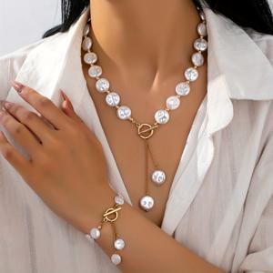 TEMU 여성 모임, 축하 행사, 휴일 및 여행에 완벽한 스타일리시하고 영원한 주얼리 세트 (모조 진주 비즈 포함)