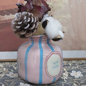 TEMU 1개, 새로운 창의적인 손으로 그린 세라믹 소형 꽃병, 홈 세라믹 장식 꽃병, 녹색 및 분홍색으로 디자인됨, 모던 홈 꽃병 장식, 수경 재배 꽃병