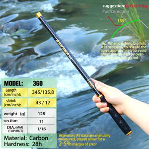 TEMU 카본 파이버로 완전히 제작된 낚싯대: 접이식 여행용 낚싯대, 컴팩트한 스팀 낚싯대, 스팀 피더. 지원되는 길이: 2.7M, 3.6M, 4.5M, 5.4M, 6.3M, 7.2M. 휴대용 트롤링 낚싯대