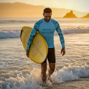 TEMU 남성용 긴소매 서핑 셔츠 고성능 압축 래쉬가드 셔츠 수영 및 수상 스포츠용