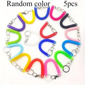 TEMU 플라스틱 스프링 로프 키체인 폰 라인 폰 랜야드 5개 세트, 안전 스프링 텔레스코픽 로프 분실 방지 리트랙터블 스파이럴 키체인, 안전 키링 및 팔찌 포함, 열쇠, 지갑, 휴대폰에 적합