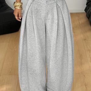 TEMU Niannian Directional, 봄/여름 여성 캐주얼 히피 스트리트 스타일 루즈핏 프렌치 스타일 와이드 레그 팬츠