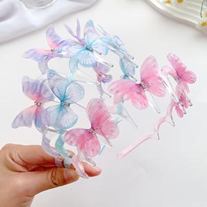 TEMU 3개 세트 페어리 쉬폰 나비머리띠, 선물추천, 데일리웨어, 트렌디한 액세서리, 우아한 헤어밴드, 가벼운 소재, 통기성 있는 헤드피스, 패션 헤어밴드,다용도 멀티팩, 그녀를 위한 선물, 젊은 여성