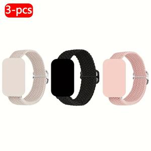 TEMU 3개 탄성 직조 나일론 스트랩, 삼성 갤럭시 피트 3 남성 및 여성 스타일에 적합, 갤럭시 피트 3 밴드 SM-R390에 적합한 부드럽고 조절 가능한 스트랩, 다양한 색상 제공, 편안하고 패셔너블한 스포츠 스마트워치 스트랩