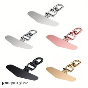 TEMU 360° 회전 가능한 스테인리스 스틸 휴대폰 테더 탭 5개 세트. 휴대폰 끈 및 손목 스트랩을 위해 설계된 강력한 안전 커넥터와 메탈 패치 개스킷이 특징이며 스마트폰을 안전하게 고정하도록 합니다.