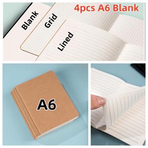 TEMU 4개/세트 포켓 노트북 브라운 소프트커버 스레드 바인딩 소형 노트북 다이어리 메모패드, A6 사이즈(10x14cm/3.9