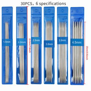 TEMU 15cm 이중 뾰족 뜨개질 바늘 세트, 1.5mm, 2mm, 2.5mm, 3mm, 3.5mm, 4.5mm 등 6가지 사이즈의 스테인리스 스틸 바늘 포함, 모자, 스웨터 커프스, 넥라인, 양말 및 인형, 아기 신발, 애완 동물 스웨터에 적합, 초보자에게 적합
