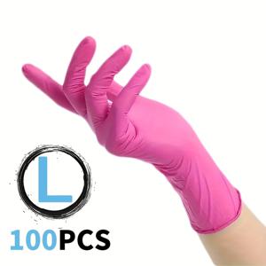 TEMU 100개입 딥 핑크 일회용 니트릴 장갑 - 가볍고 가정 청소, 애완 동물 관리, 염색에 적합 - 무알콜, 다기능 청소 장갑, 스타일리시한 청소 장갑, 주방 사용자를 위한 특별한 카테고리: 가정용 청소 장갑