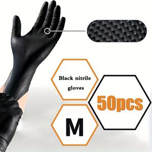 TEMU 30/50개입 두꺼운 8Mil 장갑, 텍스처 장갑, 일회용 니트릴 장갑, 재사용 가능한 장갑, 가정용 청소 장갑, 휴일 선물, 다기능 장갑, 방수